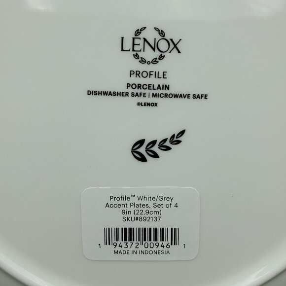 Lenox Profile Accent Luncheon Plates Gray White Embossed Porcelain Salad Plates - Picture 6 of 8